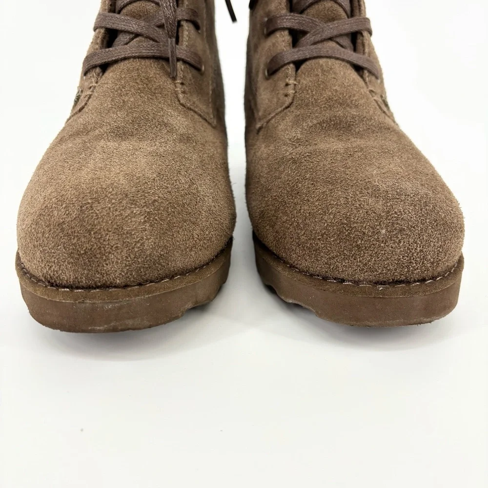 Bearpaw‎ Krista Suede Wedge Boot Size 9 Wool Blend Lining Harmony Tan Brown